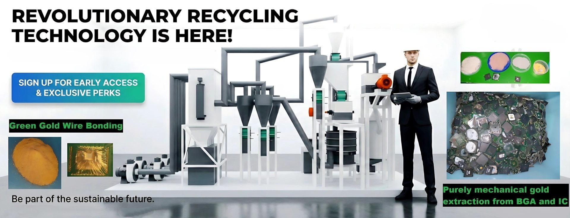 Mobile, easy-to-install systems even at the point of waste generation for local gold extraction